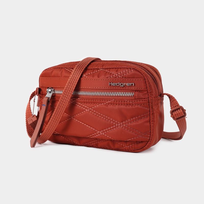 Sac Bandoulière Hedgren Matelassé Maia Mini Rfid Femme Rouge Marron | HBY948FW