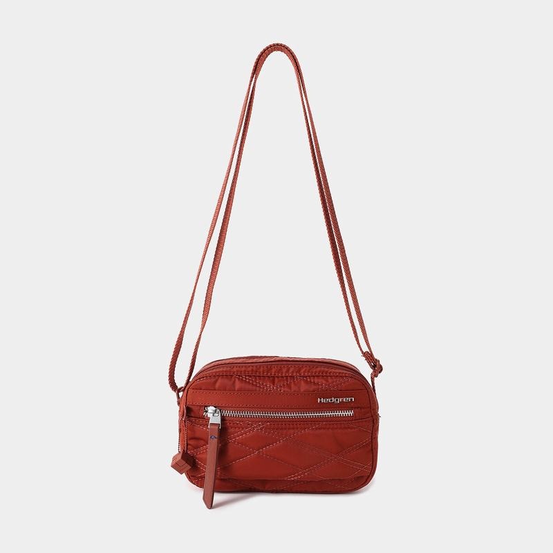 Sac Bandoulière Hedgren Matelassé Maia Mini Rfid Femme Rouge Marron | HBY948FW