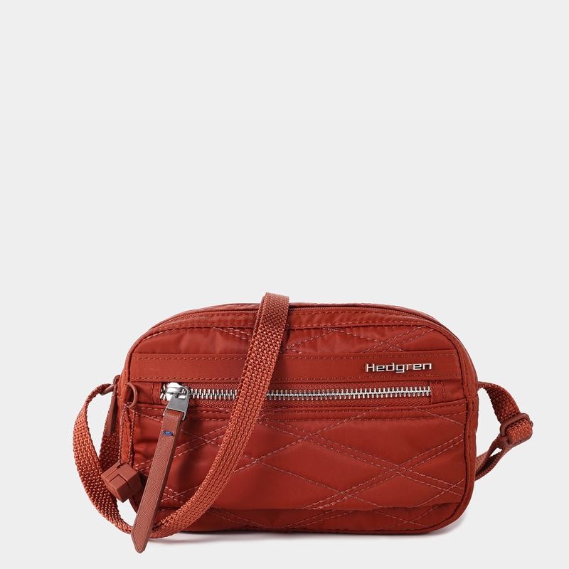 Sac Bandoulière Hedgren Matelassé Maia Mini Rfid Femme Rouge Marron | HBY948FW